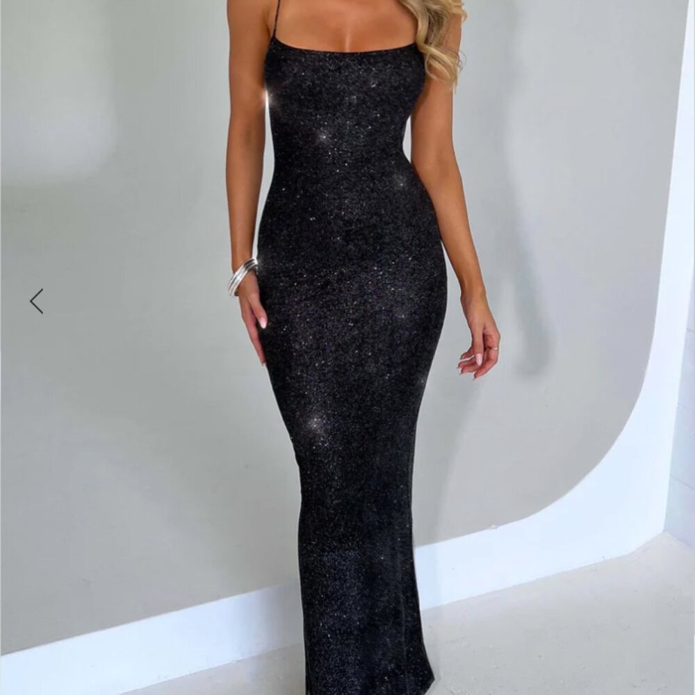 BABYBOO- Nessa Maxi Dress - Black Sparkle